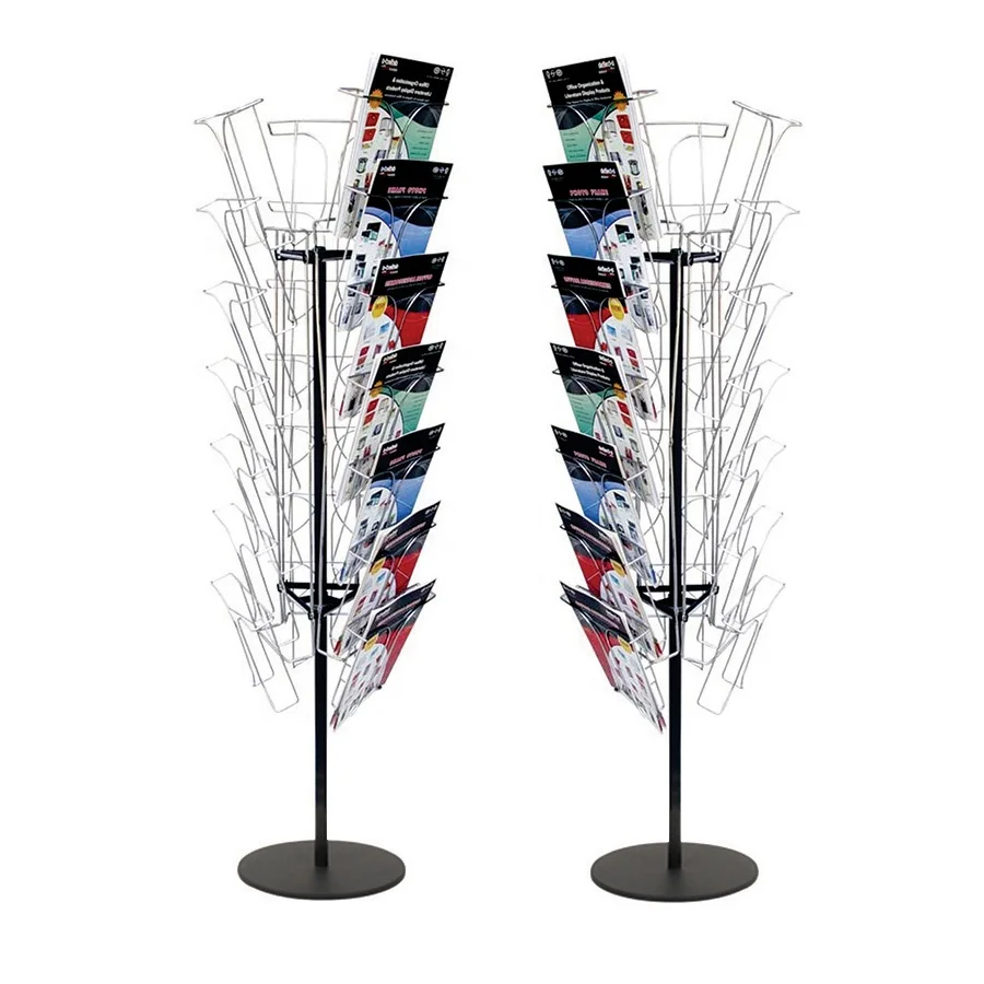 Floor Spinning Standing Magazine Promotional Book Brochure Display Rack Stand Metal Rotating Book Shelf