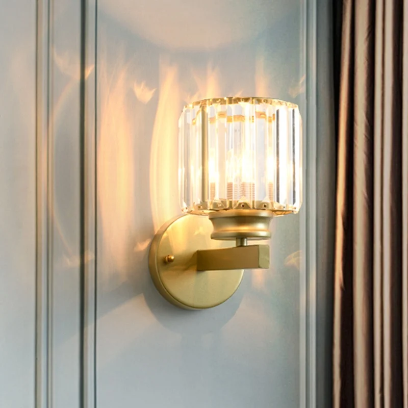 Luxury Modern LED Crystal Wall Lamp for Living Room Bedroom & Corridor Indoor Home Decor 220V Iron Body Gold Accent for Hotels