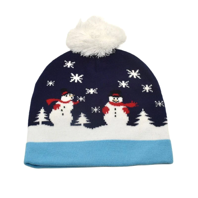 Fengyang Weihnachtsmütze – Dicke Gestrickte Nikolausmütze Mit Bommel Für Die Feiertage