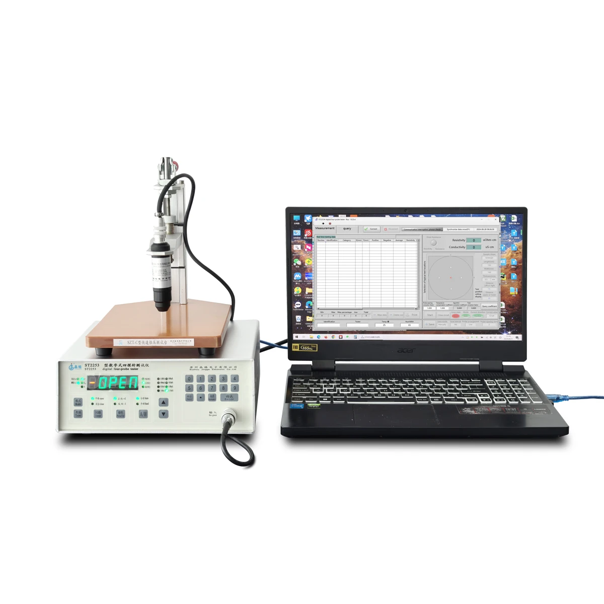High Precision Solar Cell or Silicon Chip Four Probe Resistivity Meter Used in Laboratory