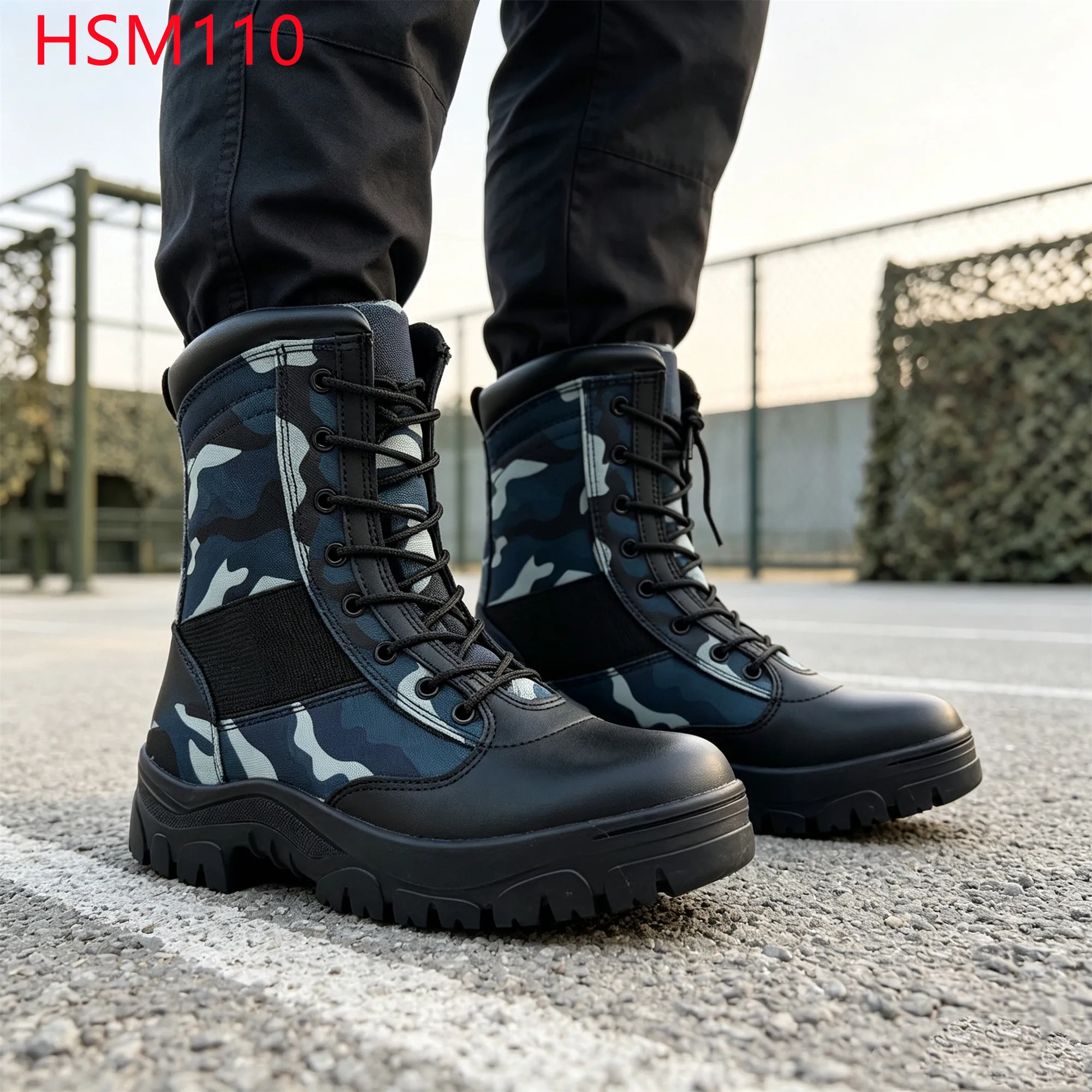 LXG,UAE Urban Blue Camouflage Hua Singh Hunting Boots Stitching Rubber Outsole Special Design Combat Jungle Boots for SaleHSM110