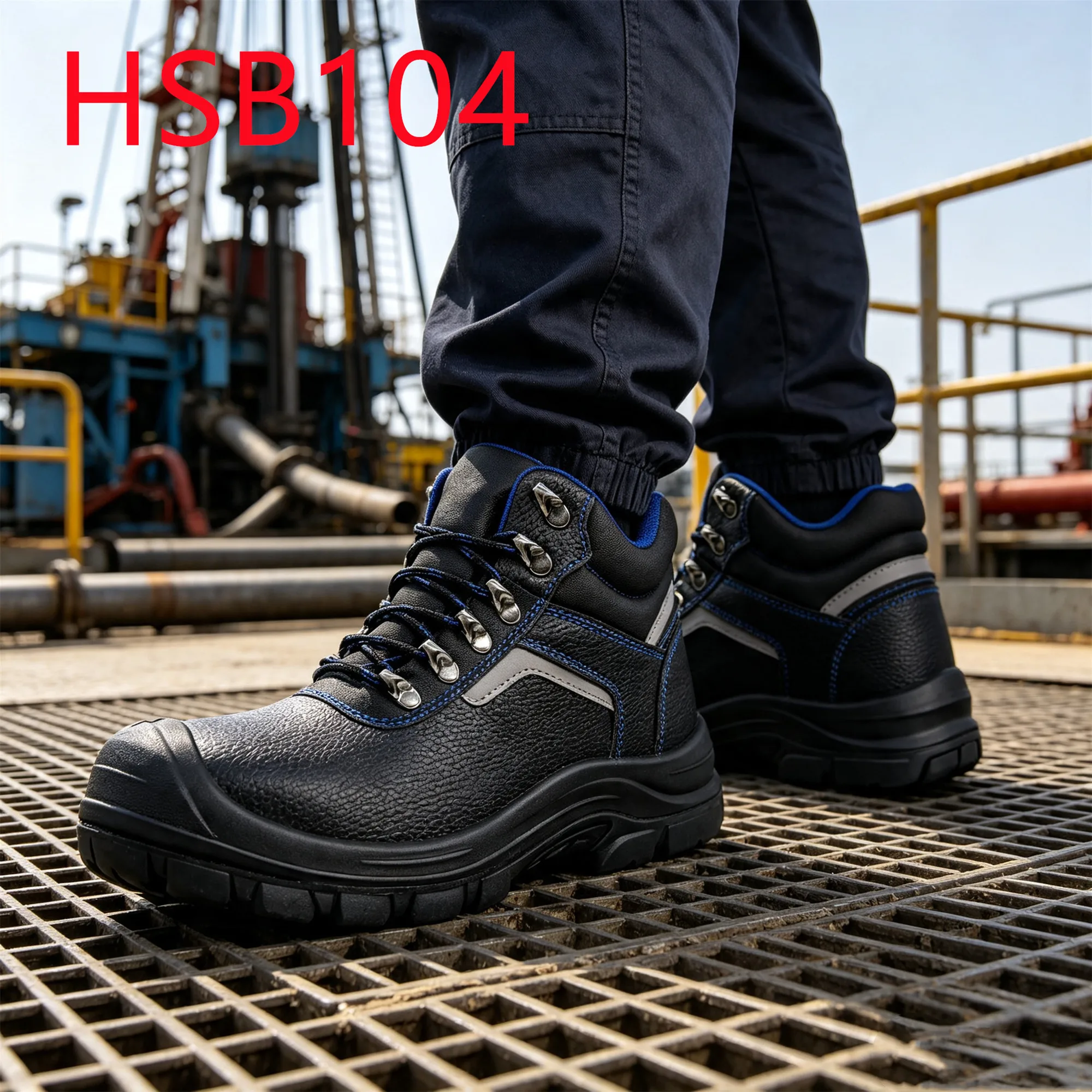 HY,Building Construction Anti-hit&puncture Hua Singh Work Boots Reflective Strip Design Steel Toe Insert Safety Boots HSB104