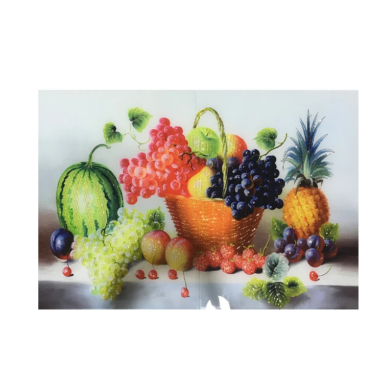 Living Room Background Fruit Pattern 3D Ceramic Wall Tile Designs 3D Wall Decor Tile for Bedroom