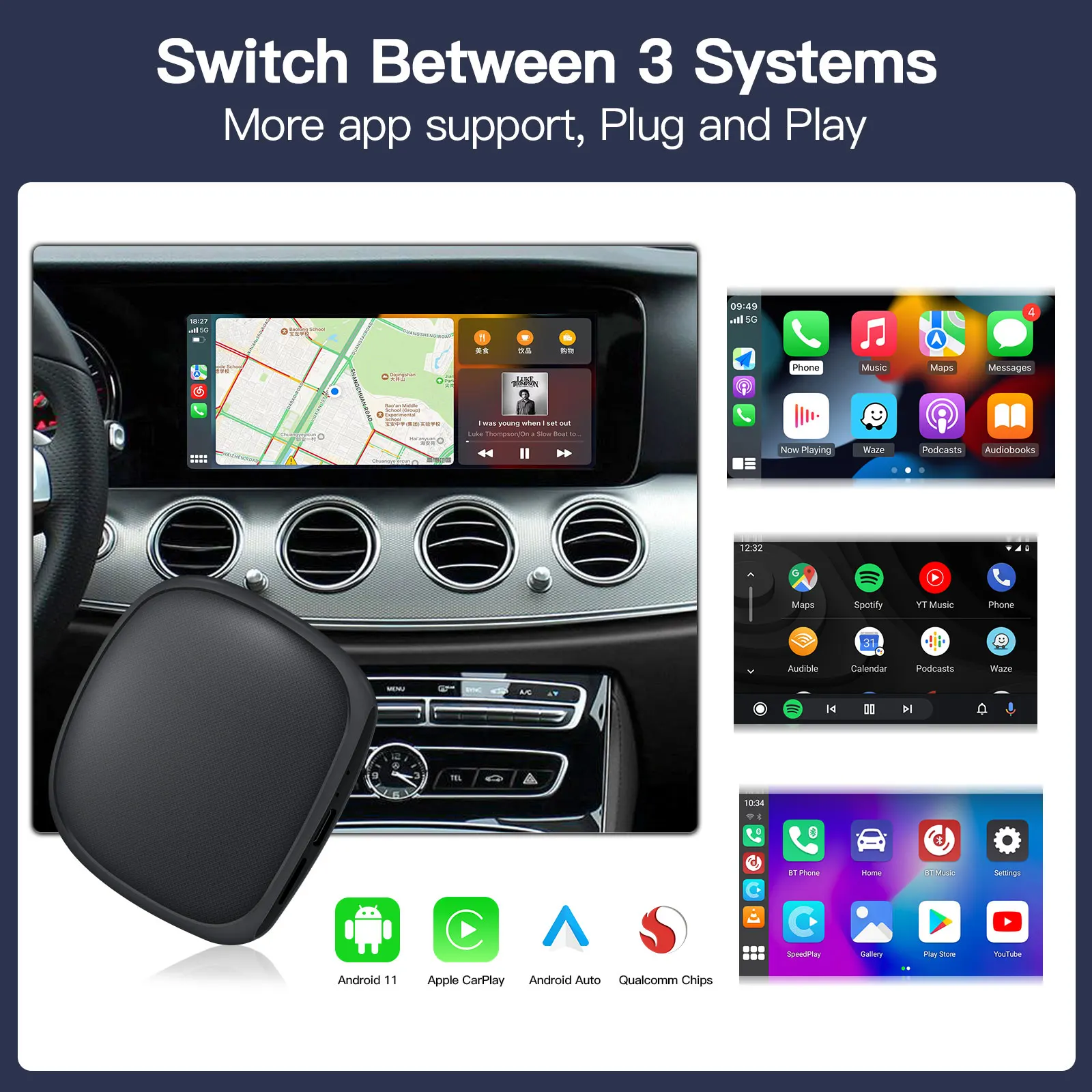 Autoabc Ai Box 2in1 Carplay Mini Ai Tv Box Andoroid 11 For Audi Bmw ...