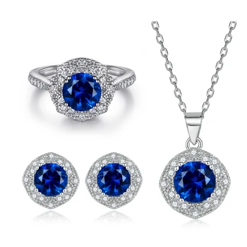 VANA Wholesale Fashion Sapphire 8A CZ Jewelry Set Luxury Wedding Gift Bridal Party Women's Fine Jewelry Jewelry Sets