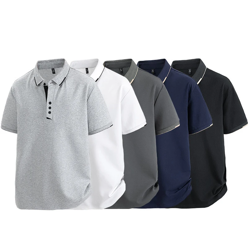 95% Cotton, 5% Spandex, Breathable, Solid Color, Cool Feel Shirt, Plus Sizes M-8XL, Casual Men's Short-Sleeve Shirt, Knitted Fabric