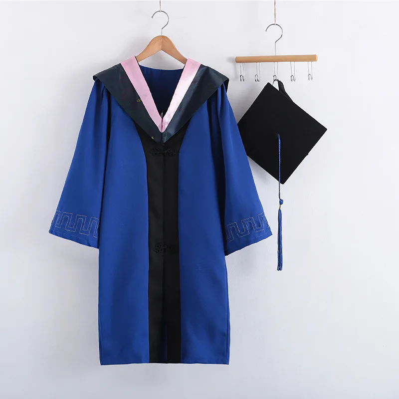 Wholesale Custom Color Matte Gown High School Uniforms University Ceremony Classic Doctoral Graduation Gown and Cap Tassel