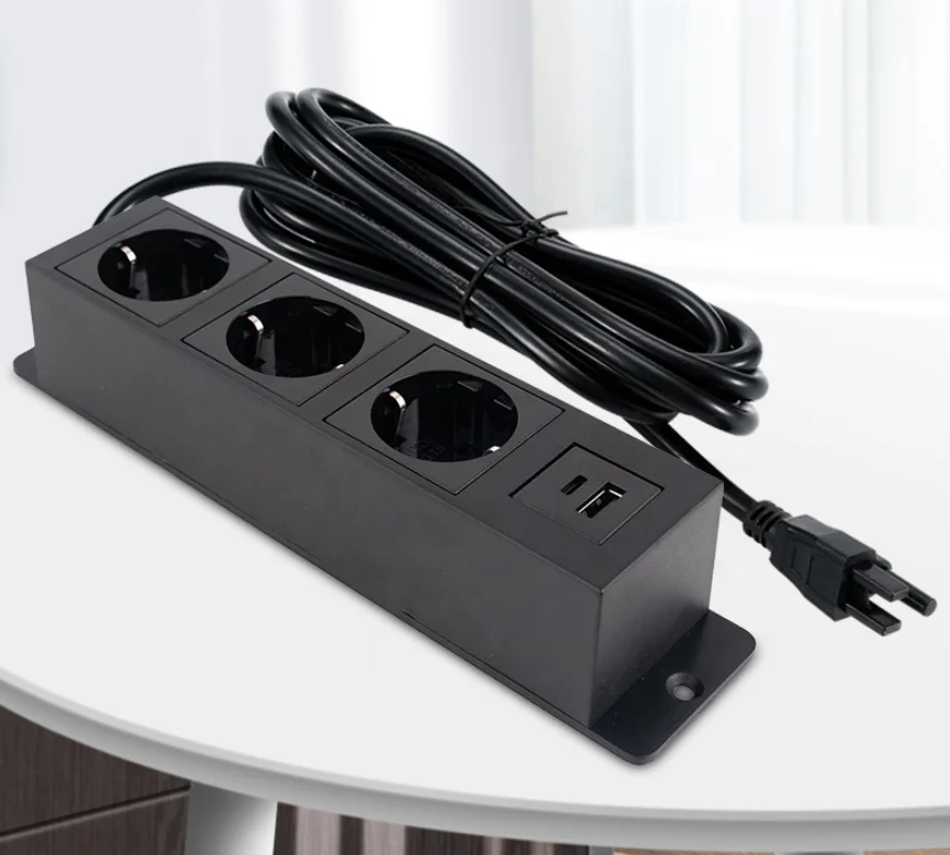 Office Furniture Desktop Under Desk Mounted Germany Power Outlet Strip ...