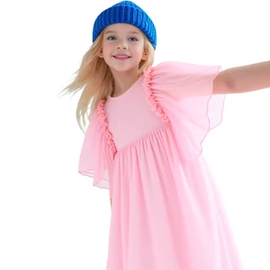 Customizable 100% Polyester V-Neck Long Fairy Dress Teenage Girls' Summer Ball Gown Sweet Short Sleeve Dress