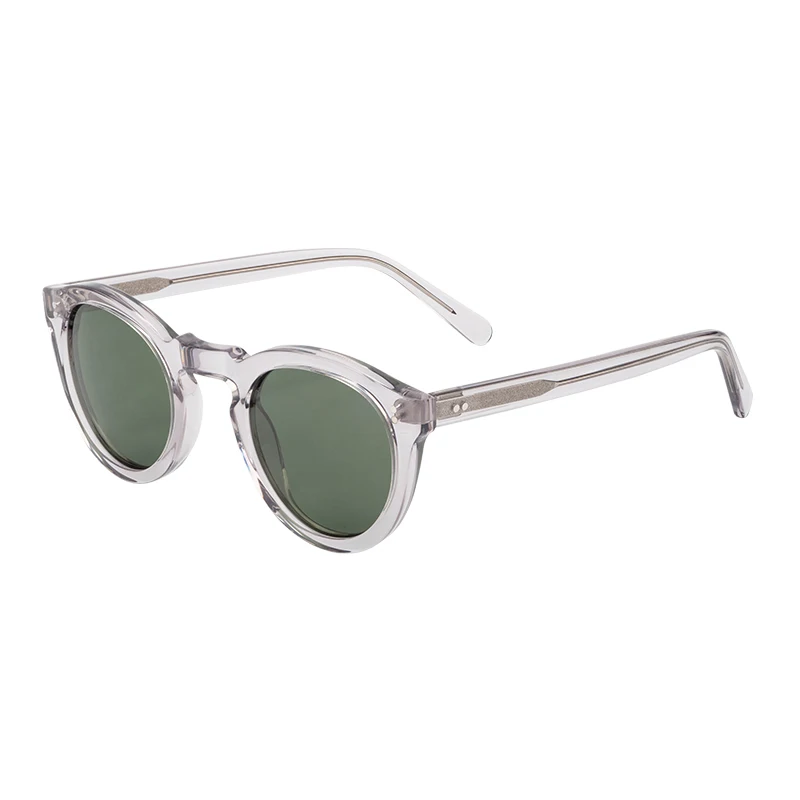 Retro Round Mazzucchelli Custom Logo Cellulose Acetate Frame Polarized Sunglasses