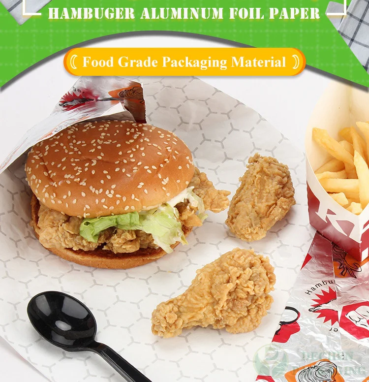 Papel de aluminio de hamburguesa papel de aluminio de hamburguesa