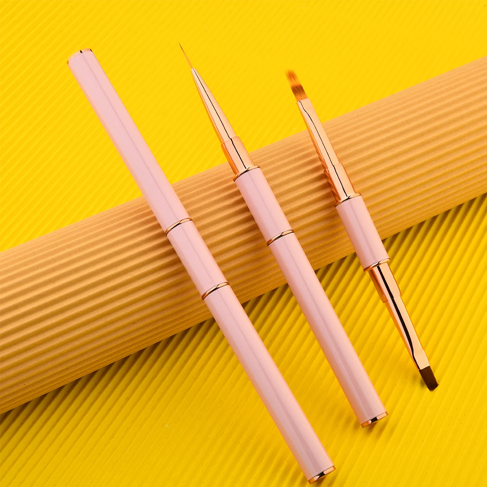 Custom Logo 3d Nail Brush Doubleside Detail Nail Art Brush 25mm Liner