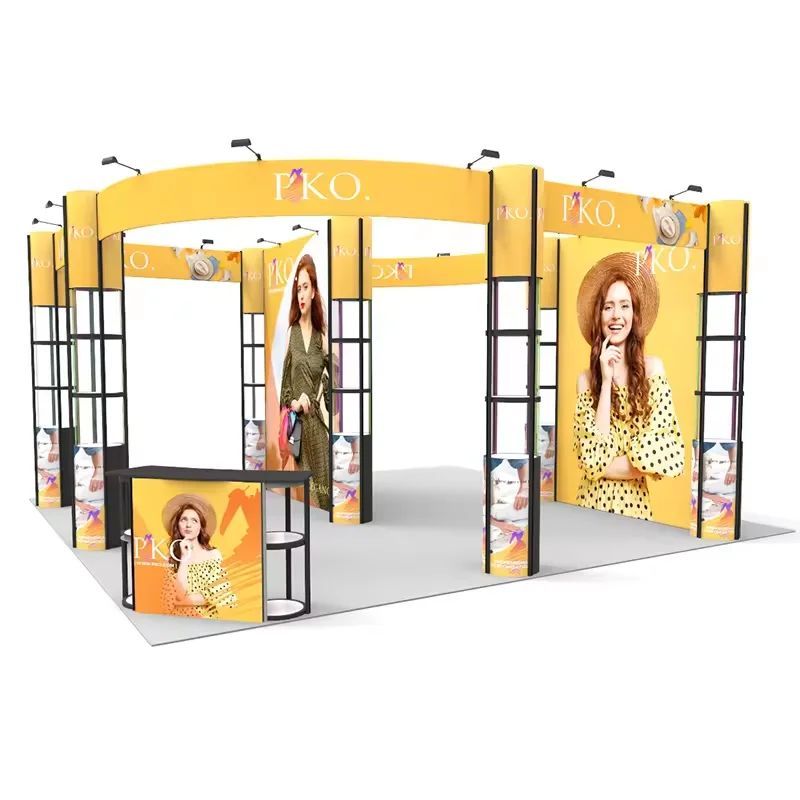 20x20 Mabilis Magbenta Mahahina Aliminio Twist Tower Liwanag Box Display Expo Fair Reusable Portable Trade Show Booth Exhibition