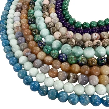 Agate Crystal Semi-Precious Stone Round Beads Loose Beads Natural Stone Beads for Jewelry Making