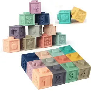 ITTL Baby Montessori Educational Sensory Toys Silicone Soft Stacking Blocks Toy