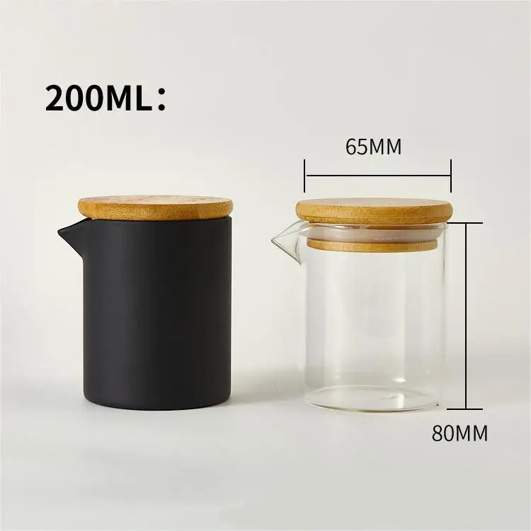 Empty 200ml Frosted Black Glass Bottle Jar with Lid Transparent Frosted Massage Scented Candle Vessel Container with Pour Spout