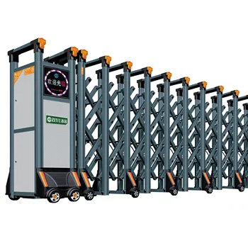 Automatic Electric Retractable Telescopic Aluminium Alloy Security Gate for Hotels Parks & Industries-Folding Design for Schools