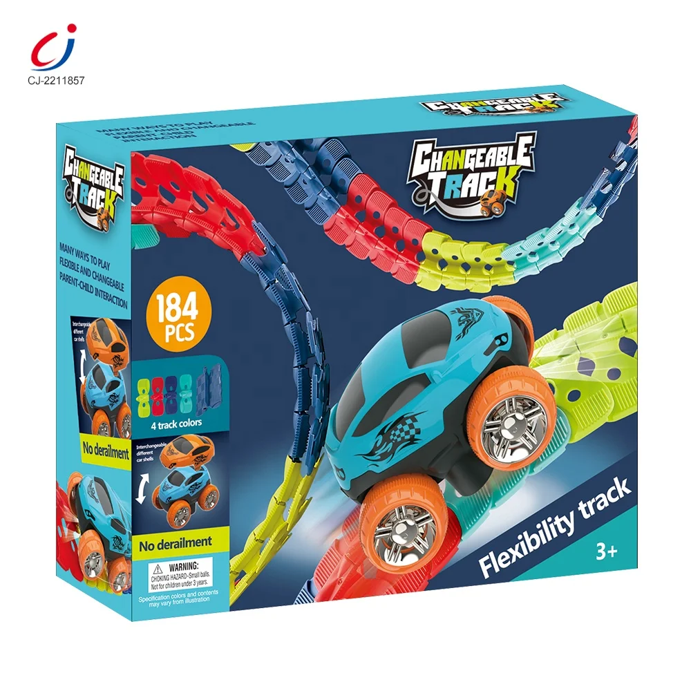 Новый дизайн сборка «сделай сам» регулируемый гибкий трек гоночный игрушечный набор светящийся автомобиль сменный слот 184 шт. сборная