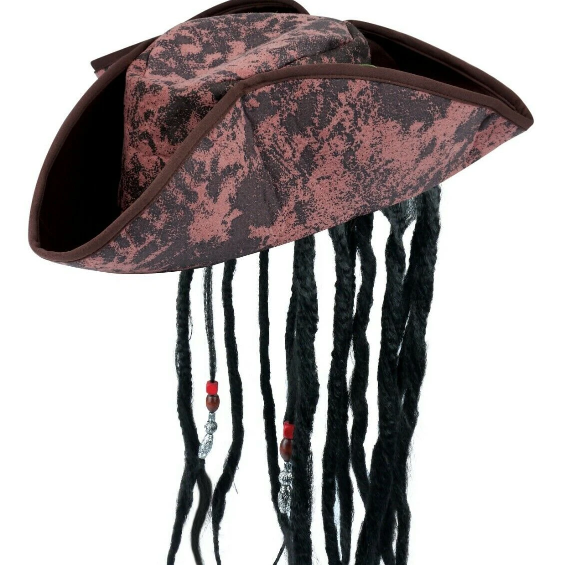 Caribbean Jack Sparrow Pirate Fancy Dress Hat With dreadlocks Hair & Beads 