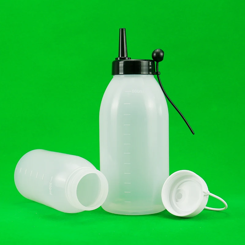 300ml 600ml 10oz 20oz Empty HDPE/PP Wide Mouth Plastic Squeeze Bottles Caps Ketchup Salad Sauce Milk Soda Tea Custom Logo