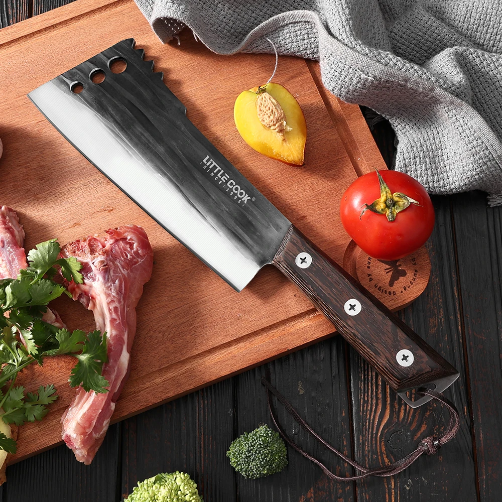 Little Cook 7.8 Inch Forged Meat Cleaver Super Sharp Edge with Wood Handle for Cutting M aperçu 3