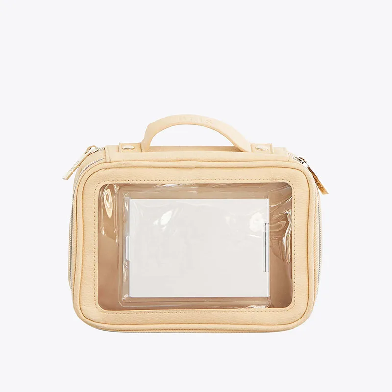 Custom Logo Travel Waterproof Clear Cosmetic Pouch Pu Toiletry Bag Essential Leather Makeup Case for Women