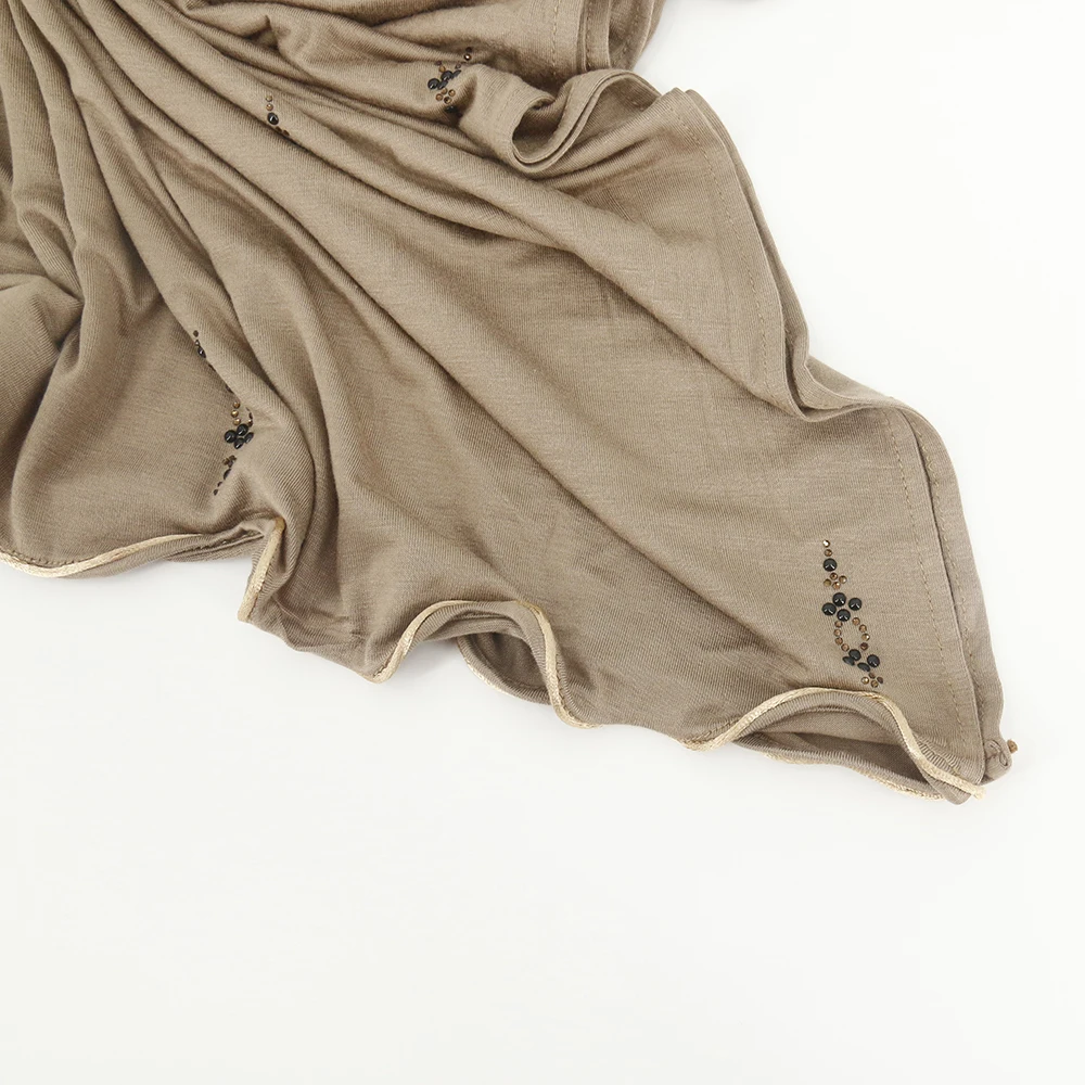 High Quality Premium Jersey Hijab Scarf With Stone Popular Jersey Shawl Jersey Scarf for Muslim