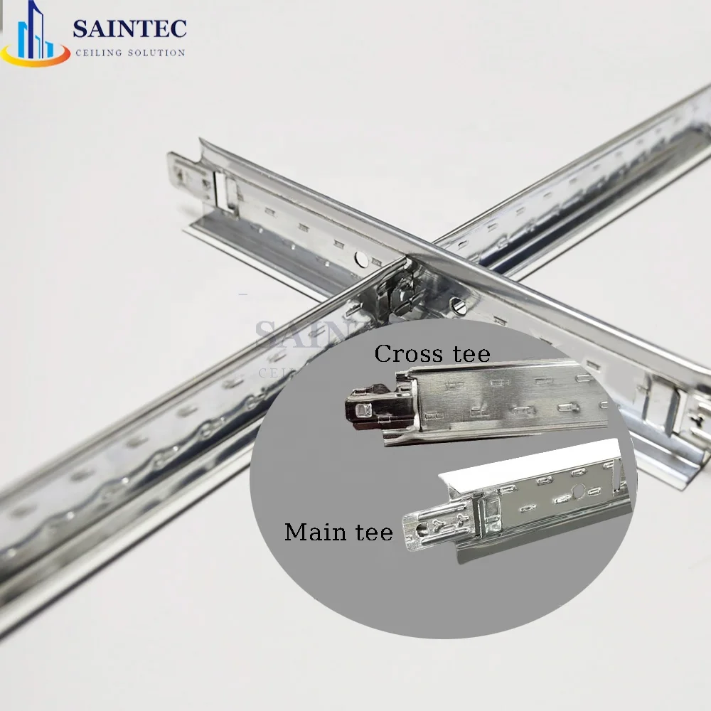Modern Design 24T Ceiling Grid Galvanized Steel T Bar Main Tee Cross Tee Fireproof Corrosion Resistant High Strength ISO9001