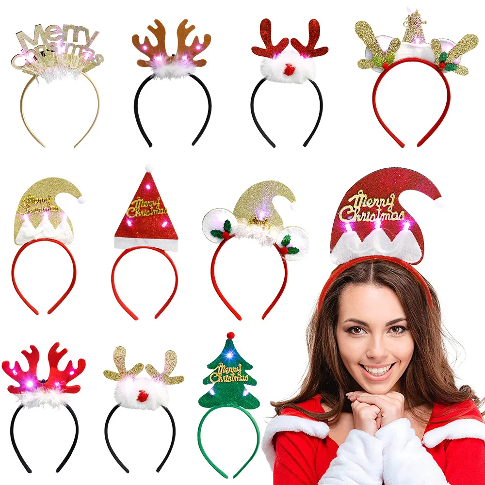 2023 New Christmas Headband With Light Elk Decoration Party Holiday