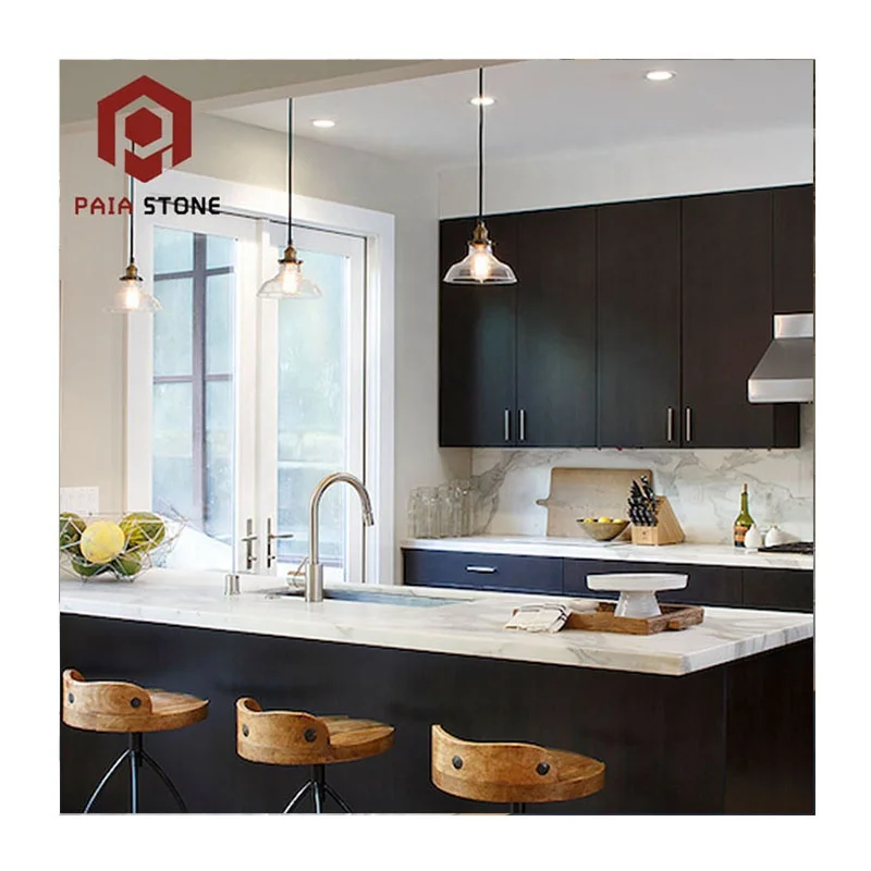 أسطح طاولات مسبقة التصنيع من كوارتز اللابرادوريت مع حواف مستديرة (بُل نوز)