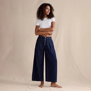2026 Autumn New Women's Dark Blue Vintage Mid-Waist Regular Boot Cut Denim Jeans Nylon/Cotton Medium Wash Quick Dry Buttons