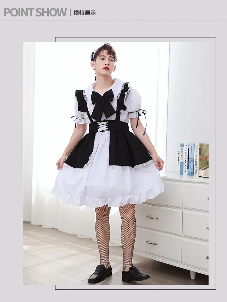 Women Maid Outfit Anime Long Dress Black And White Apron Dress Lolita  Dresses Men Cafe Costume Cosplay Costume Mucama - Buy Men Lolita  Dress,Apron Dress Lolita Dresses Men,Cafe Costume Cosplay Product on