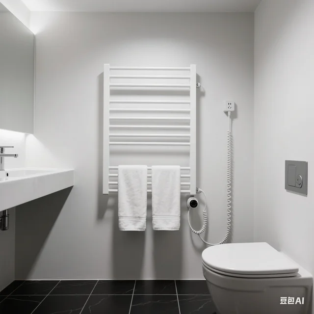 Bathroom Black Electric Towel Rack Wall-mounted Bath Towel Heater Plug-in Electric Towel Rack Stainless Steel square