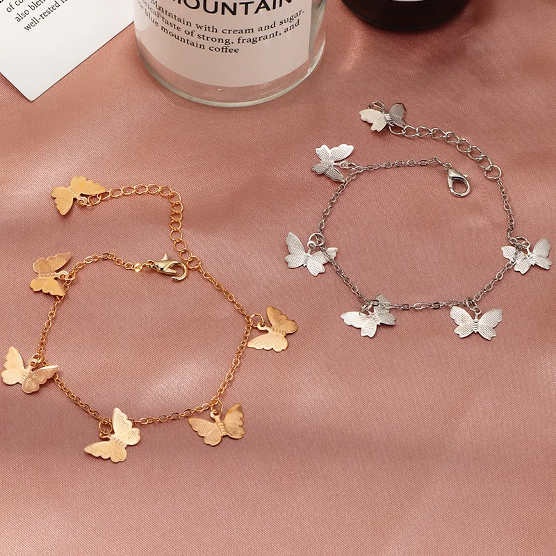 Details about   Dainty Goldtone Butterfly or Dragonfly 2 Strand Adjustable Charm Bracelet 