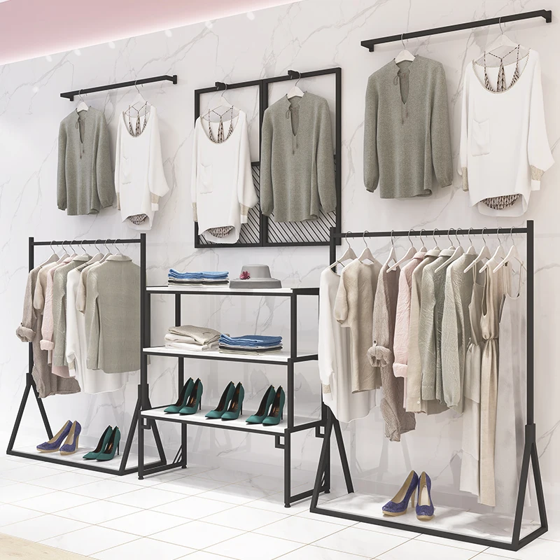 Customize Clothing Store Equipment Wall Mounted Hanger Racks