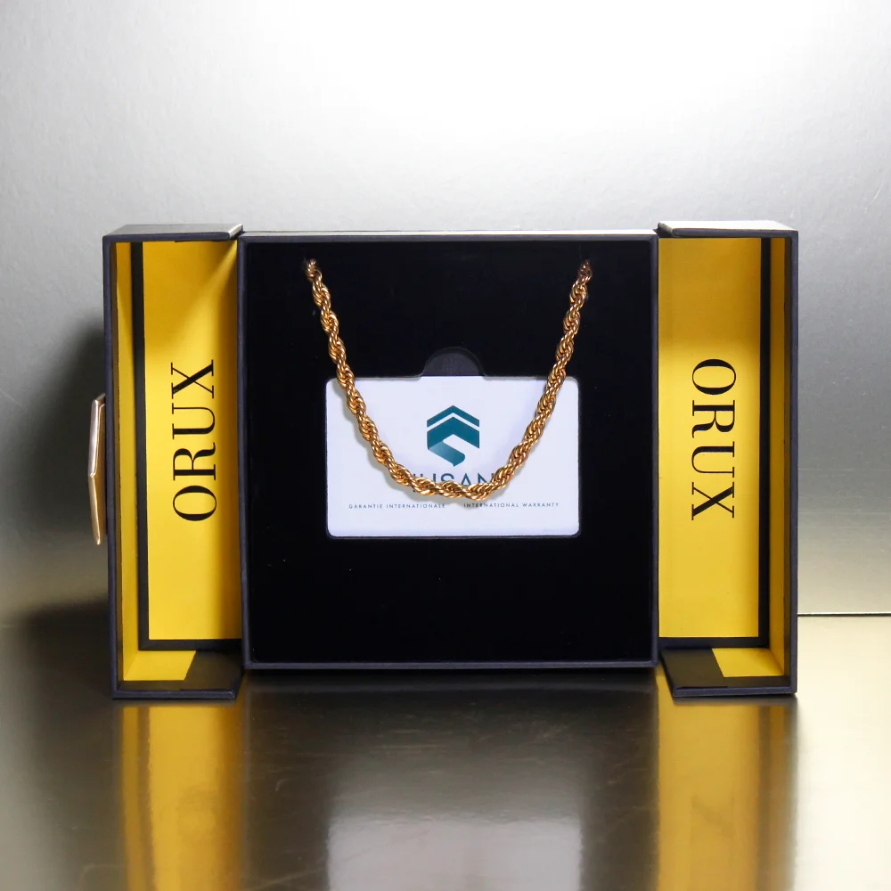 Logotipo Personalizado Alta Qualidade Cartão de Visita Caixa de Joias Presente Porta Dupla Forro de Veludo Fechamento Magnético Dourado Materiais Reciclados