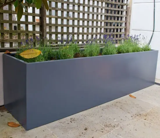 Europe Style Large Rectangular Outdoor Fiberglass Resin Planter Box Floor Condition for Planting Trees Flowers in Hotels Gardens