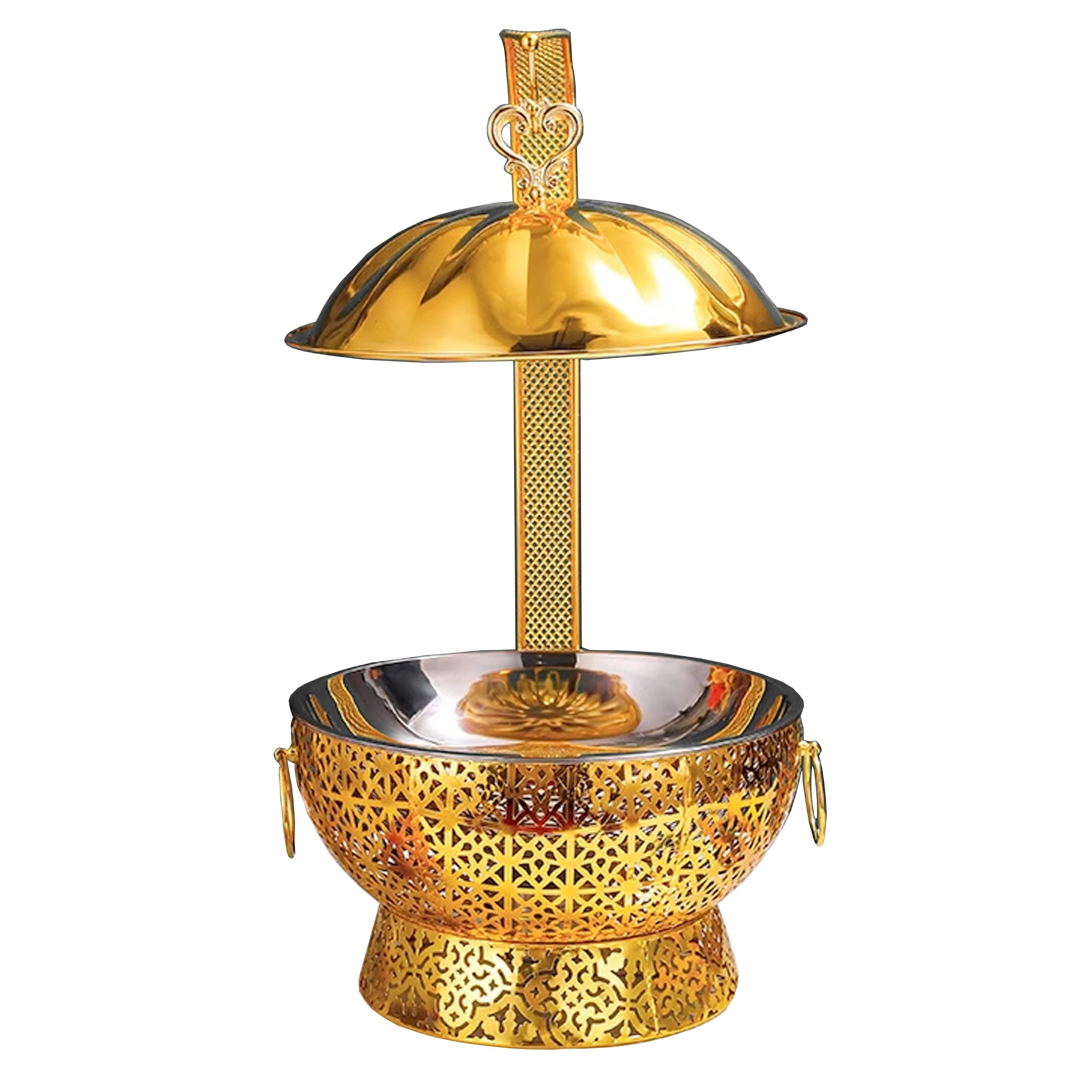 YITIAN Wedding Party Fuel-Heated Buffet Catering Plated Food Warmer Buffet Golden Shaffing Hanging Gold Brass Chafing Dish