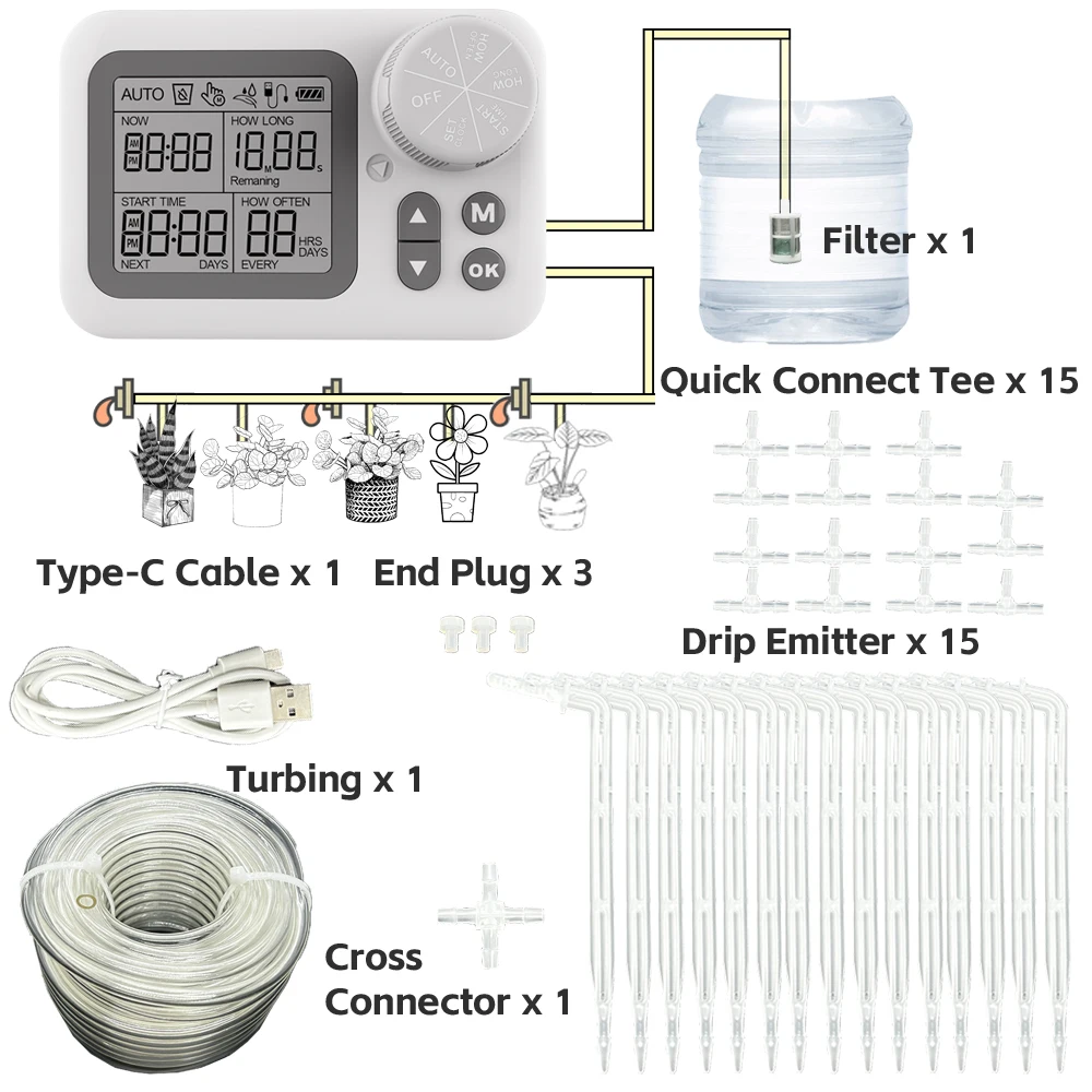 DIY Indoor Automatic Plant Watering System and Drip Irrigation Timer ...