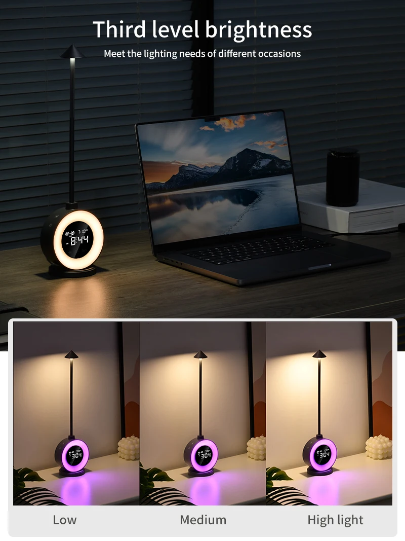 product dual alarm clock wake up light natural sound adjustment touch dimming timer night light portable bedside led mood table lamp-43