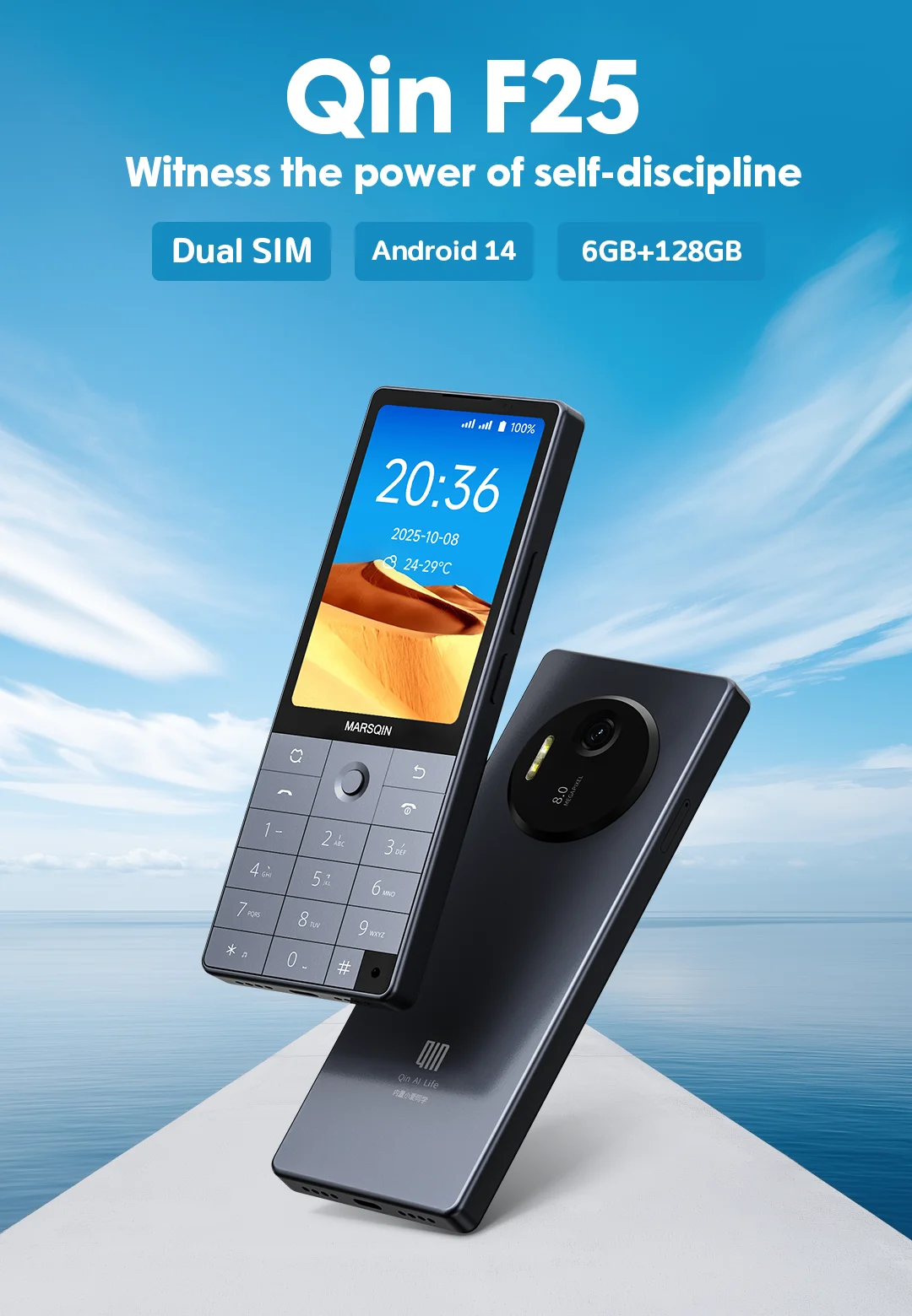 Produto em Alta Venda Qin F25 Telefone Inteligente Dual SIM com