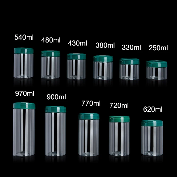 500ml 600ml Wholesale Packing Container Cake Packaging Food Safe Jar clear Plastic Jars With Easy Open End