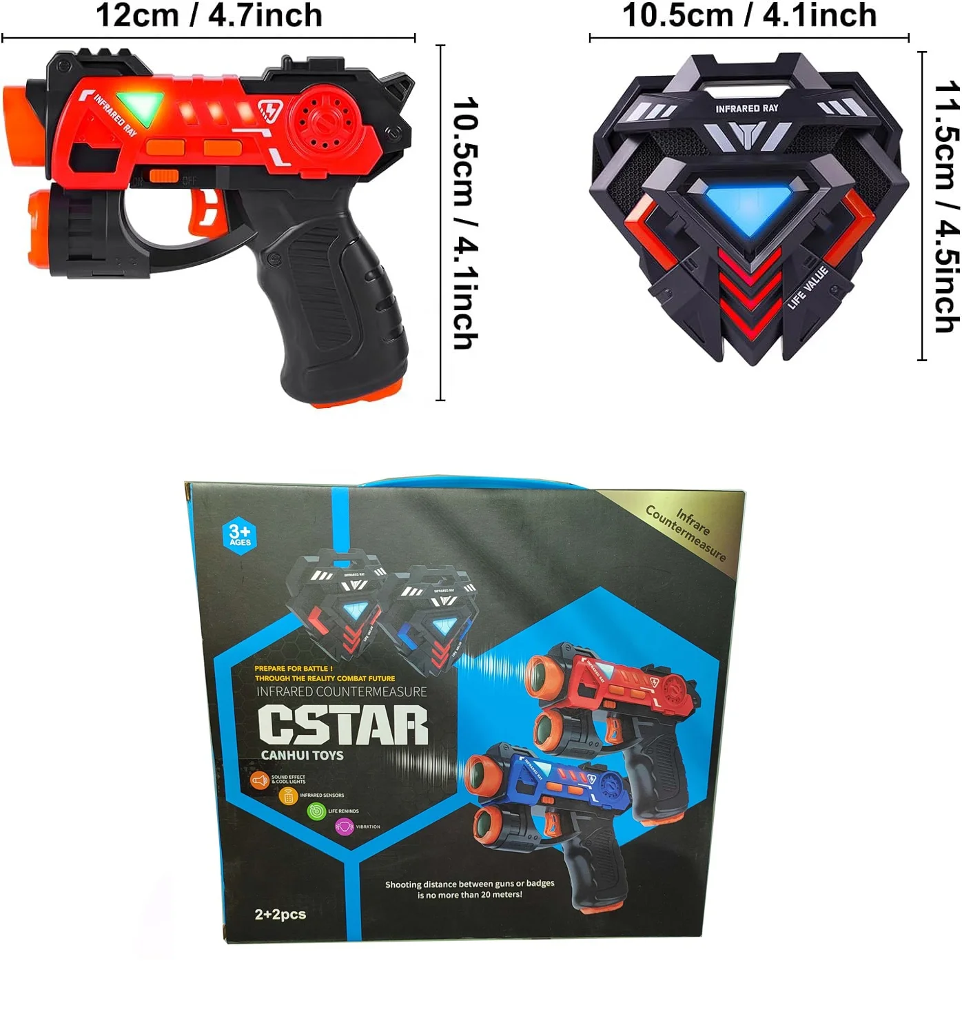 Laser Tag Guns Set Infrared Mini Laser Tag for Kids with Badges 2 Pack Laser Tag Blaster Game 2 Players Indoor Outdoor Toys