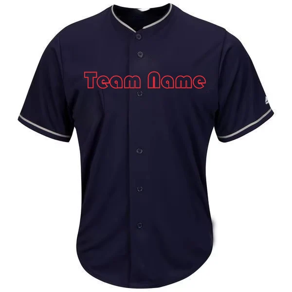 Sublimated Printed Blue With Red Baseball Jerseys Button Down Vintage Softball Jerseys Wholesale Full Button Softball Shirts