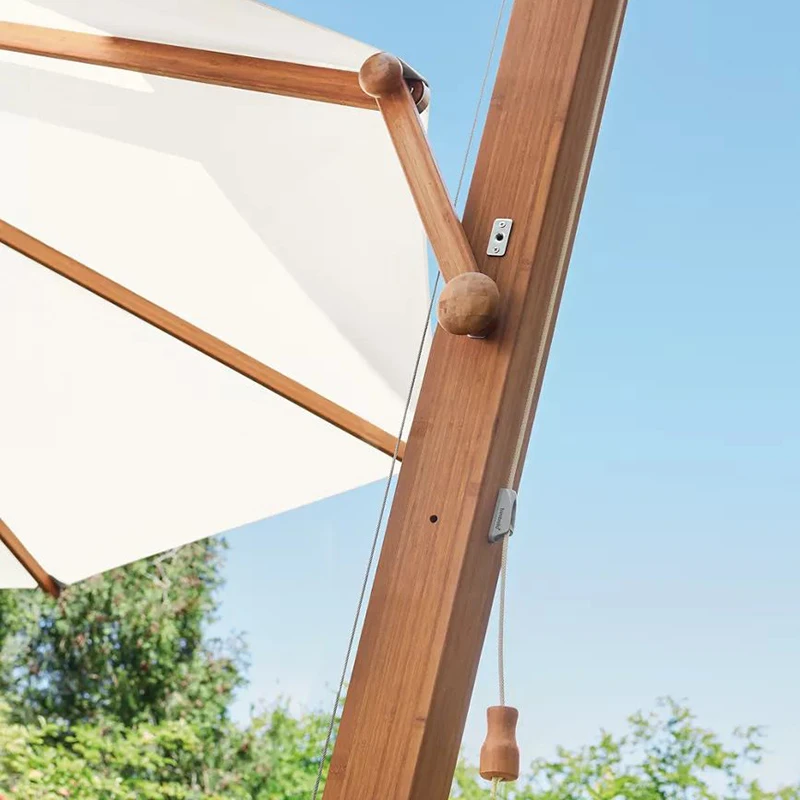 Large Luxurious 12 Ft Cantilever Patio Umbrella Durable Bamboo Frame