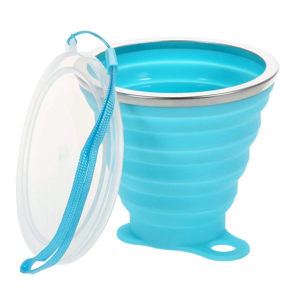 Custom Printed Portable BPA-Free Reusable Collapsible Silicone Travel Mug Cup Foldable for Home & Party Use for Coffee Tea