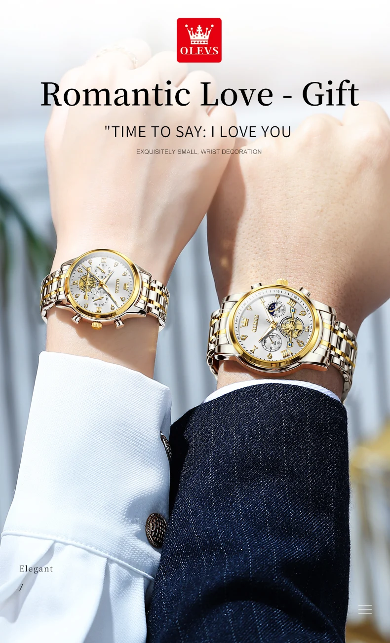OLEVS 2897 Lover Quartz Rejoles Quartz Watches Smartwatches Waterproof Custom Design Couple China Stainless Steel Couple Watch