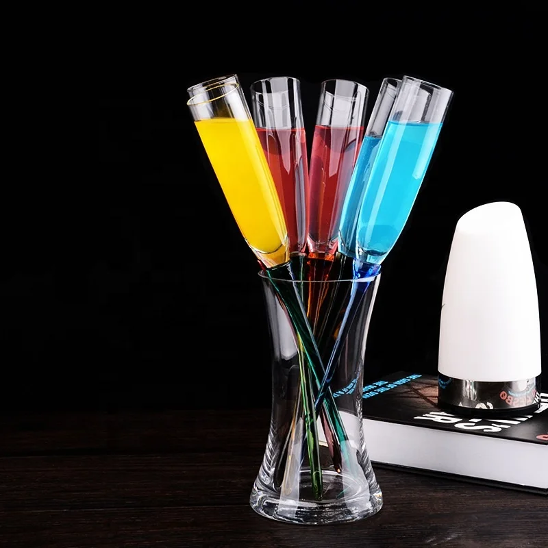 120ml 150ml Floating Beach Wine Glass Beach Sand Glasses Colored Champagne Flute Glass 7pcs Set for Wedding Party