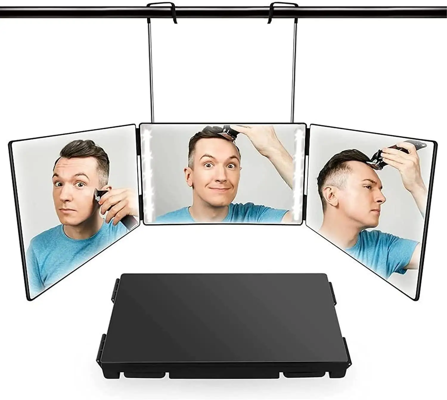 Rechargeable 3 Way Mirror For Self Hair Cutting With Lights,360 Tri-fold  Mirror For Styling Makeup Mirror - Buy Led Vanity Mirror,Folding Pocket  Mirror,Makeup Mirror Led Product on 