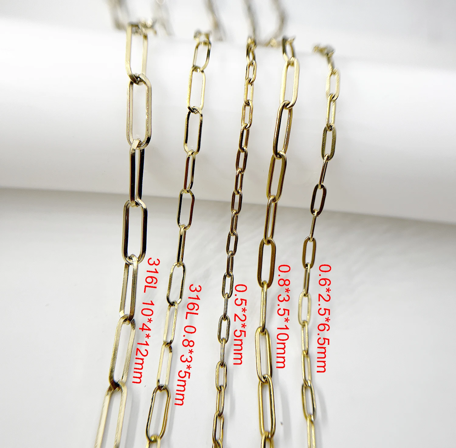 Non Tarnish No Fade Collier Women INS Stainless Steel Chain Jewelry Making PVD Gold Plated  Necklace Snake Chain Paper Clip